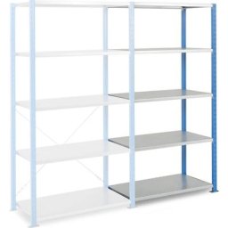 Rayonnage emboîtable pour charges lourdes, à montage rapide, l x p tablettes 1250 x 600 mm, charge max. / tablette 280 kg, rayonnage additionnel, hauteur 2000 mm, 5 tablettes