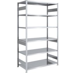 eurokraft pro Rayonnage emboîtable de stockage galvanisé, h x l 2500 x 1300 mm, avec 6 tablettes en acier, rayonnage de base, charge max. / tablette 240 kg, profondeur 800 mm