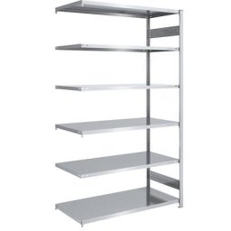 eurokraft pro Rayonnage emboîtable de stockage galvanisé, h x l 2500 x 1300 mm, avec 6 tablettes en acier, rayonnage additionnel, charge max. / tablette 190 kg, profondeur 800 mm