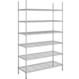 Rayonnage en fil d'acier chromé, charge max. par tablette 100 kg, l x p 1220 x 610 mm, rayonnage de base, hauteur 2180 mm, 6 tablettes