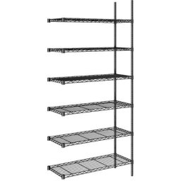 Rayonnage en fil d'acier noir, charge max. par tablette 100 kg, l x p 910 x 460 mm, rayonnage additionnel, hauteur 2180 mm, 6 tablettes