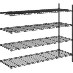 Rayonnage en fil d'acier noir, charge max. par tablette 100 kg, l x p 1520 x 610 mm, rayonnage additionnel, hauteur 1370 mm, 4 tablettes
