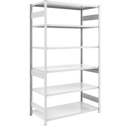 eurokraft pro Rayonnage emboîtable de stockage, gris, h x l 2500 x 1300 mm, avec 6 tablettes en acier, rayonnage de base, charge max. / tablette 240 kg, profondeur 800 mm
