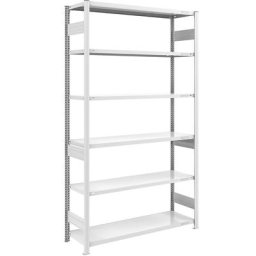 eurokraft pro Rayonnage emboîtable de stockage, gris, h x l 2500 x 1300 mm, avec 6 tablettes en acier, rayonnage de base, charge max. / tablette 230 kg, profondeur 500 mm