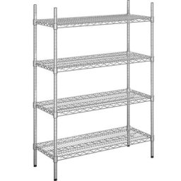 Rayonnage en fil d'acier chromé, charge max. admissible par tablette 250 kg, l x p 910 x 460 mm, rayonnage de base, hauteur 1370 mm, 4 tablettes
