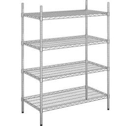 Rayonnage en fil d'acier chromé, charge max. admissible par tablette 150 kg, l x p 910 x 610 mm, rayonnage de base, hauteur 1370 mm, 4 tablettes
