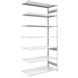eurokraft pro Rayonnage emboîtable de stockage, gris, h x l 3000 x 1300 mm, avec 7 tablettes en acier, rayonnage additionnel, charge max. / tablette 190 kg, profondeur 800 mm