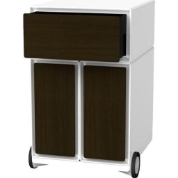 Paperflow Caisson roulant easyBox®, 1 tiroir, 2 tiroirs pour dossiers suspendus, blanc / wengé