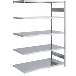 eurokraft pro Rayonnage emboîtable de stockage galvanisé, h x l 2000 x 1300 mm, avec 5 tablettes en acier, rayonnage additionnel, charge max. / tablette 190 kg, profondeur 800 mm