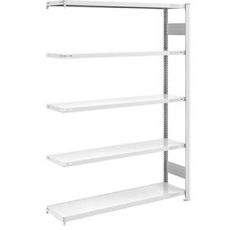 eurokraft pro Rayonnage emboîtable de stockage, gris, h x l 2000 x 1300 mm, avec 5 tablettes en acier, rayonnage additionnel, charge max. / tablette 180 kg, profondeur 400 mm