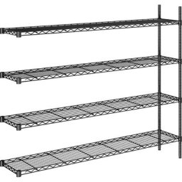 Rayonnage en fil d'acier noir, charge max. par tablette 100 kg, l x p 1520 x 360 mm, rayonnage additionnel, hauteur 1370 mm, 4 tablettes