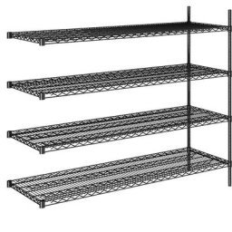 Rayonnage en fil d'acier noir, charge max. par tablette 250 kg, l x p 1520 x 610 mm, rayonnage additionnel, hauteur 1370 mm, 4 tablettes