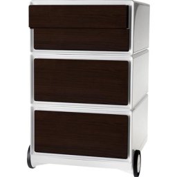 Paperflow Caisson roulant easyBox®, 2 tiroirs, 2 tiroirs à mi-hauteur, blanc / wengé