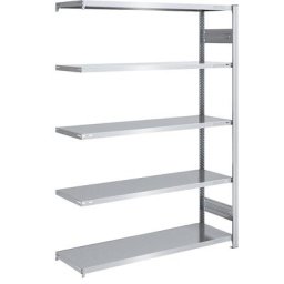 eurokraft pro Rayonnage emboîtable de stockage galvanisé, h x l 2000 x 1300 mm, avec 5 tablettes en acier, rayonnage additionnel, charge max. / tablette 185 kg, profondeur 500 mm