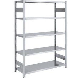 eurokraft pro Rayonnage emboîtable de stockage galvanisé, h x l 2000 x 1300 mm, avec 5 tablettes en acier, rayonnage de base, charge max. / tablette 240 kg, profondeur 600 mm