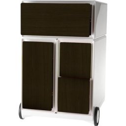 Paperflow Caisson roulant easyBox®, 1 tiroir, 1 tiroir pour dossiers suspendus, 2 tiroirs pour CD, blanc / wengé