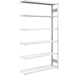 eurokraft pro Rayonnage emboîtable de stockage, gris, h x l 2500 x 1300 mm, avec 6 tablettes en acier, rayonnage additionnel, charge max. / tablette 180 kg, profondeur 400 mm