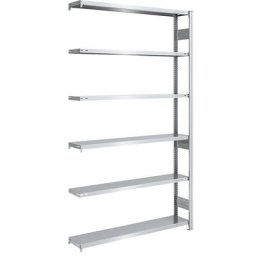 eurokraft pro Rayonnage emboîtable de stockage galvanisé, h x l 2500 x 1300 mm, avec 6 tablettes en acier, rayonnage additionnel, charge max. / tablette 200 kg, profondeur 300 mm