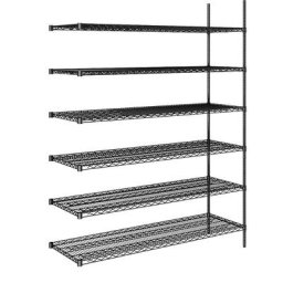 Rayonnage en fil d'acier noir, charge max. par tablette 250 kg, l x p 1520 x 610 mm, rayonnage additionnel, hauteur 2180 mm, 6 tablettes