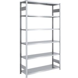 eurokraft pro Rayonnage emboîtable de stockage galvanisé, h x l 2500 x 1300 mm, avec 6 tablettes en acier, rayonnage de base, charge max. / tablette 185 kg, profondeur 500 mm