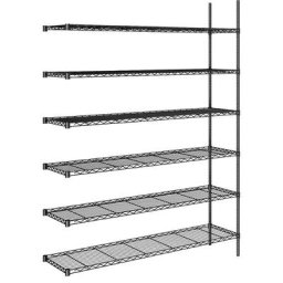 Rayonnage en fil d'acier noir, charge max. par tablette 100 kg, l x p 1520 x 460 mm, rayonnage additionnel, hauteur 2180 mm, 6 tablettes