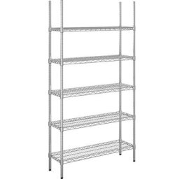 Rayonnage en fil d'acier chromé, charge max. admissible par tablette 150 kg, l x p 910 x 360 mm, rayonnage de base, hauteur 1880 mm, 5 tablettes