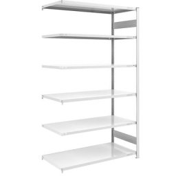 eurokraft pro Rayonnage emboîtable de stockage, gris, h x l 2500 x 1300 mm, avec 6 tablettes en acier, rayonnage additionnel, charge max. / tablette 190 kg, profondeur 800 mm