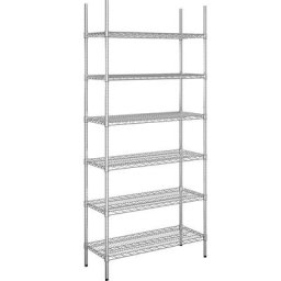 Rayonnage en fil d'acier chromé, charge max. admissible par tablette 250 kg, l x p 910 x 460 mm, rayonnage de base, hauteur 2180 mm, 6 tablettes