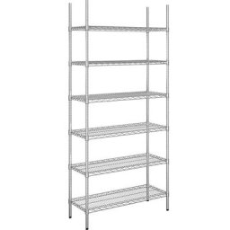 Rayonnage en fil d'acier chromé, charge max. admissible par tablette 150 kg, l x p 910 x 460 mm, rayonnage de base, hauteur 2180 mm, 6 tablettes