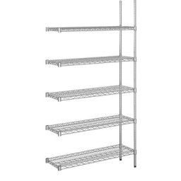 Rayonnage en fil d'acier chromé, charge max. admissible par tablette 250 kg, l x p 910 x 360 mm, rayonnage additionnel, hauteur 1880 mm, 5 tablettes