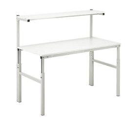 Treston Poste de travail à réglage manuel de la hauteur de 650 à 900 mm, table de base avec tablette, réglable manuellement en hauteur de 650 à 900 mm, l x p 1500 x 700 mm
