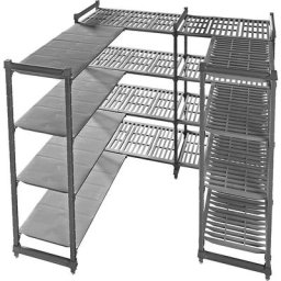 Rayonnage emboîtable modulaire en plastique, l x p tablettes 835 x 610 mm, rayonnage de base, largeur 915 mm, tablette lisse