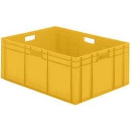Bac gerbable normes Europe à parois et fond pleins, L x l x h 800 x 600 x 320 mm, jaune, lot de 2