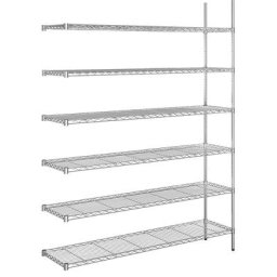 Rayonnage en fil d'acier chromé, charge max. par tablette 100 kg, l x p 1520 x 460 mm, rayonnage additionnel, hauteur 2180 mm, 6 tablettes