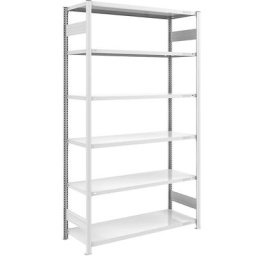 eurokraft pro Rayonnage emboîtable de stockage, gris, h x l 2500 x 1300 mm, avec 6 tablettes en acier, rayonnage de base, charge max. / tablette 190 kg, profondeur 600 mm