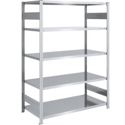 eurokraft pro Rayonnage emboîtable de stockage galvanisé, h x l 2000 x 1300 mm, avec 5 tablettes en acier, rayonnage de base, charge max. / tablette 190 kg, profondeur 800 mm