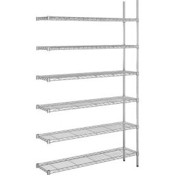 Rayonnage en fil d'acier chromé, charge max. par tablette 100 kg, l x p 1220 x 360 mm, rayonnage additionnel, hauteur 2180 mm, 6 tablettes