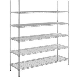Rayonnage en fil d'acier chromé, charge max. par tablette 100 kg, l x p 1520 x 610 mm, rayonnage de base, hauteur 1880 mm, 5 tablettes