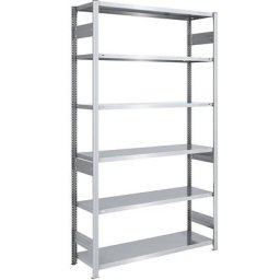 eurokraft pro Rayonnage emboîtable de stockage galvanisé, h x l 2500 x 1300 mm, avec 6 tablettes en acier, rayonnage de base, charge max. / tablette 230 kg, profondeur 500 mm