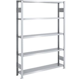 eurokraft pro Rayonnage emboîtable de stockage galvanisé, h x l 2000 x 1300 mm, avec 5 tablettes en acier, rayonnage de base, charge max. / tablette 200 kg, profondeur 300 mm