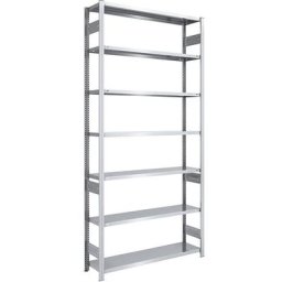 eurokraft pro Rayonnage emboîtable de stockage galvanisé, h x l 3000 x 1300 mm, avec 7 tablettes en acier, rayonnage de base, charge max. / tablette 180 kg, profondeur 400 mm