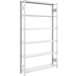 eurokraft pro Rayonnage emboîtable de stockage, gris, h x l 2500 x 1300 mm, avec 6 tablettes en acier, rayonnage de base, charge max. / tablette 175 kg, profondeur 300 mm