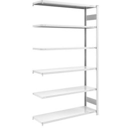 eurokraft pro Rayonnage emboîtable de stockage, gris, h x l 2500 x 1300 mm, avec 6 tablettes en acier, rayonnage additionnel, charge max. / tablette 185 kg, profondeur 500 mm