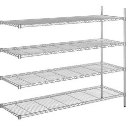 Rayonnage en fil d'acier chromé, charge max. par tablette 100 kg, l x p 1520 x 610 mm, rayonnage additionnel, hauteur 1370 mm, 4 tablettes