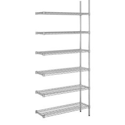 Rayonnage en fil d'acier chromé, charge max. admissible par tablette 250 kg, l x p 910 x 360 mm, rayonnage additionnel, hauteur 2180 mm, 6 tablettes