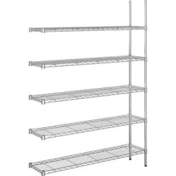 Rayonnage en fil d'acier chromé, charge max. par tablette 100 kg, l x p 1220 x 360 mm, rayonnage additionnel, hauteur 1880 mm, 5 tablettes