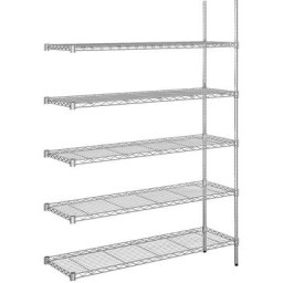 Rayonnage en fil d'acier chromé, charge max. par tablette 100 kg, l x p 1220 x 460 mm, rayonnage additionnel, hauteur 1880 mm, 5 tablettes