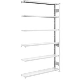 eurokraft pro Rayonnage emboîtable de stockage, gris, h x l 2500 x 1300 mm, avec 6 tablettes en acier, rayonnage additionnel, charge max. / tablette 200 kg, profondeur 300 mm