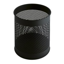 Corbeille à papier ronde perforée, capacité 15 l, h x Ø 320 x 260 mm, noir