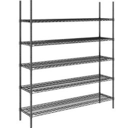 Rayonnage en fil d'acier noir, charge max. par tablette 250 kg, l x p 1520 x 460 mm, rayonnage de base, hauteur 1880 mm, 5 tablettes